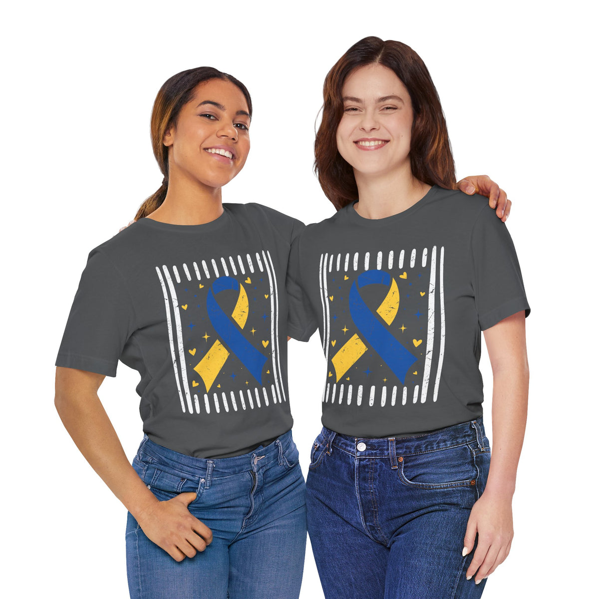Down Syndrome Blue and Yellow Awareness Ribbon Support T-Shirt