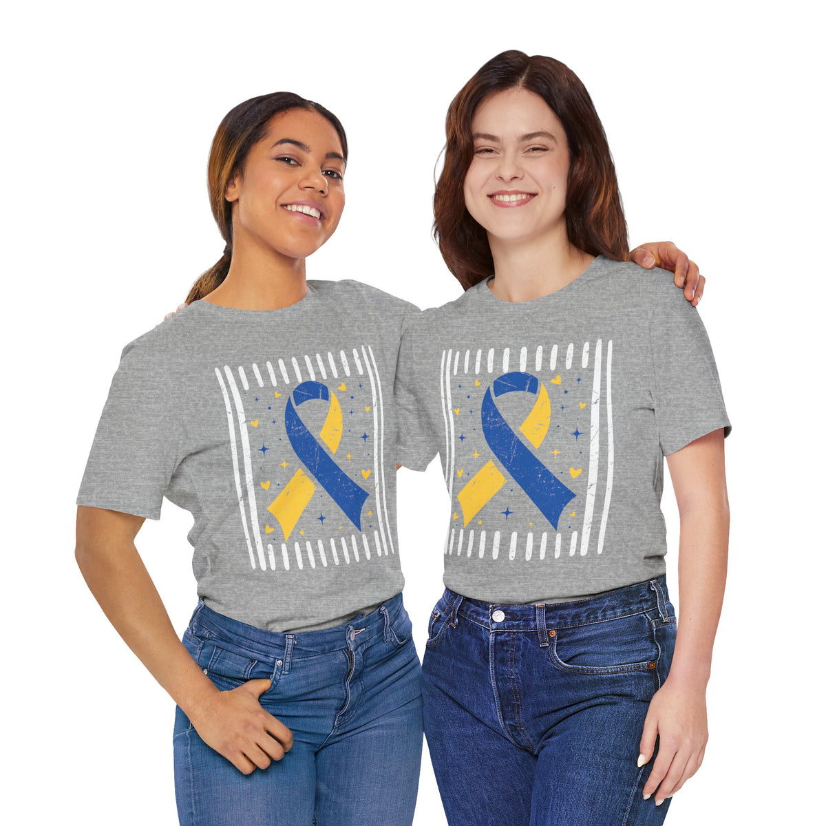 Down Syndrome Blue and Yellow Awareness Ribbon Support T-Shirt