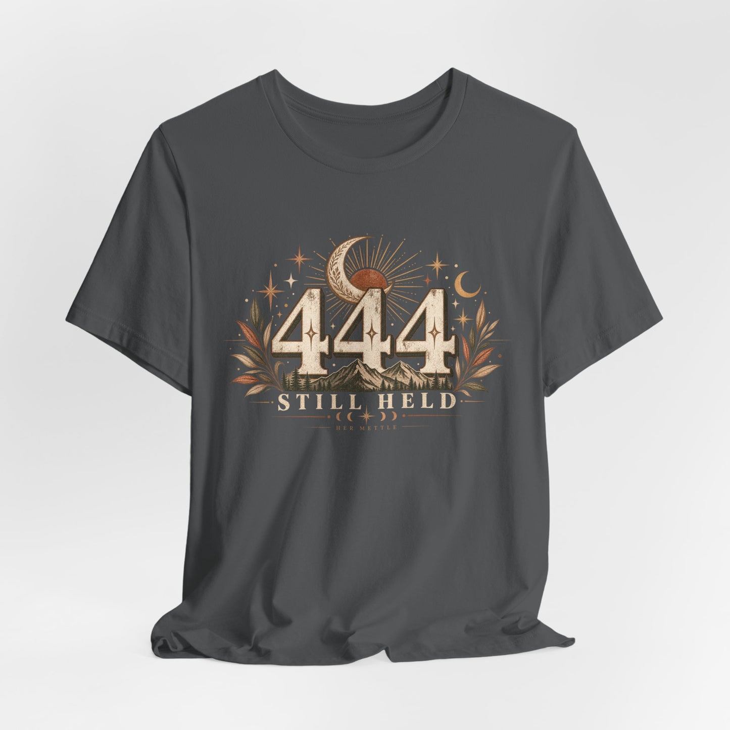 444 Still Held Tee — Spiritual Moon Anniversary T‑Shirt