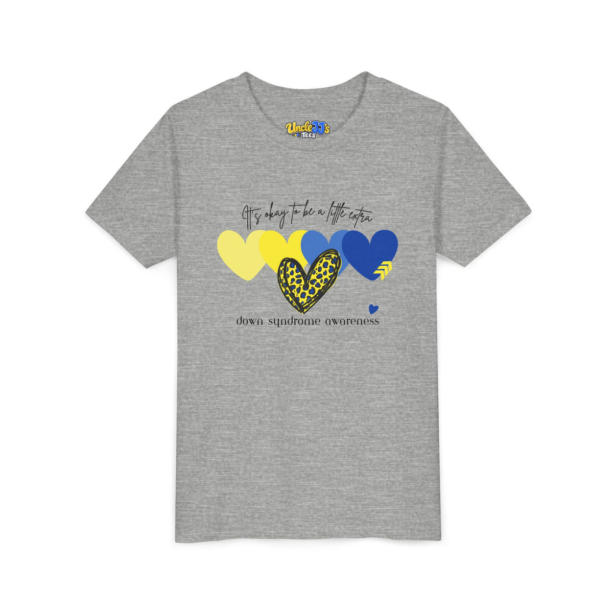 Leopard Heart Hearts Graphic Youth Tee | Yellow Blue Heart Design