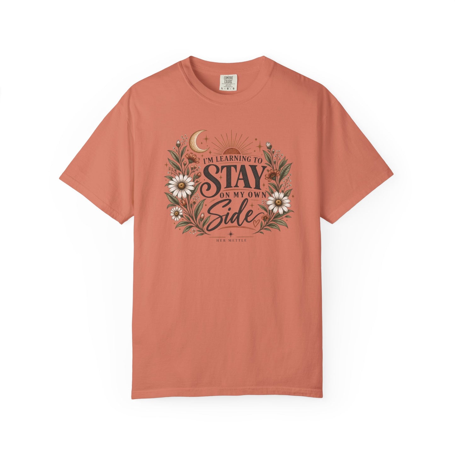 Stay on My Side T-Shirt — Floral Moon Graphic Tee