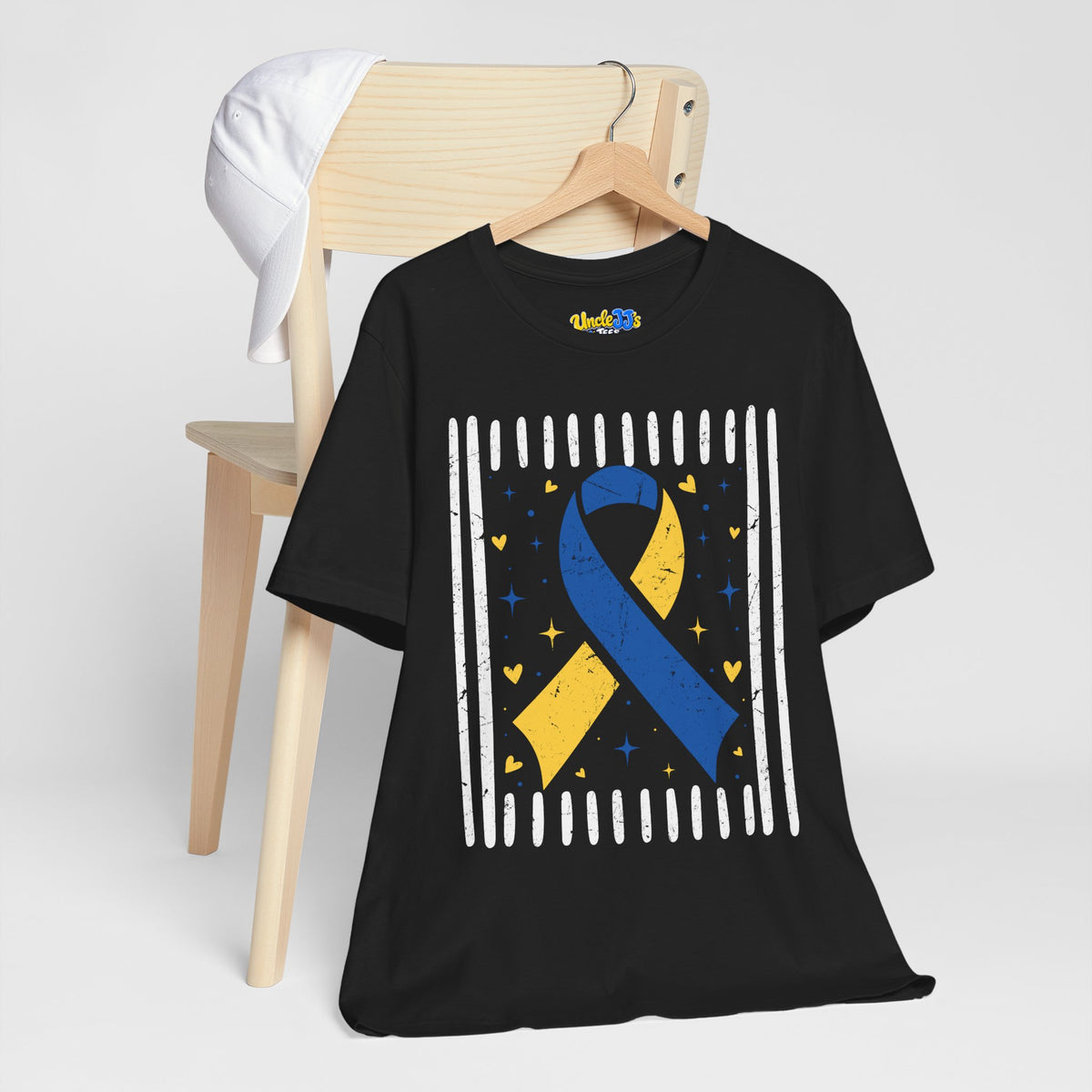 Down Syndrome Blue and Yellow Awareness Ribbon Support T-Shirt