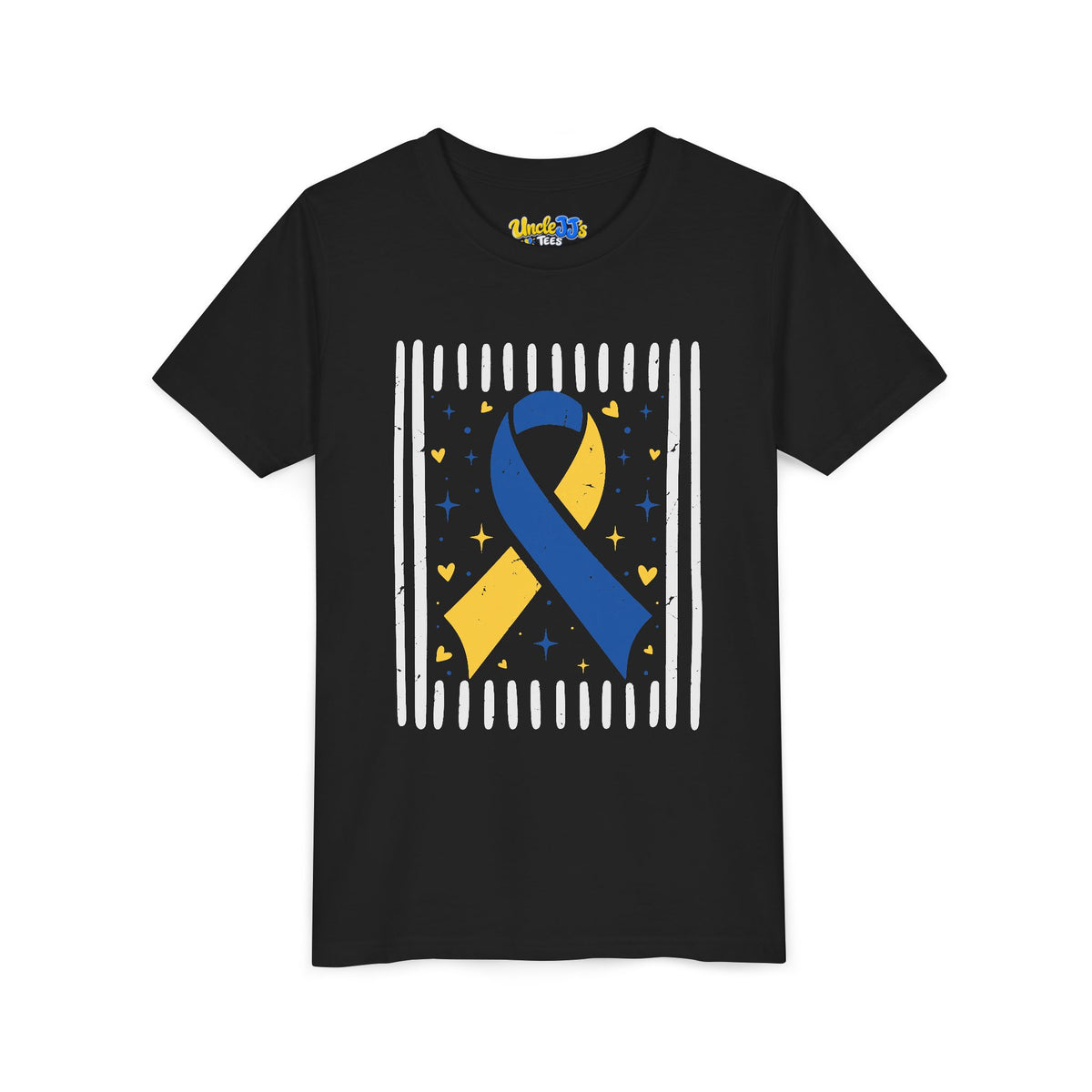 Youth Down Syndrome Blue and Yellow Awareness Ribbon T-Shirt