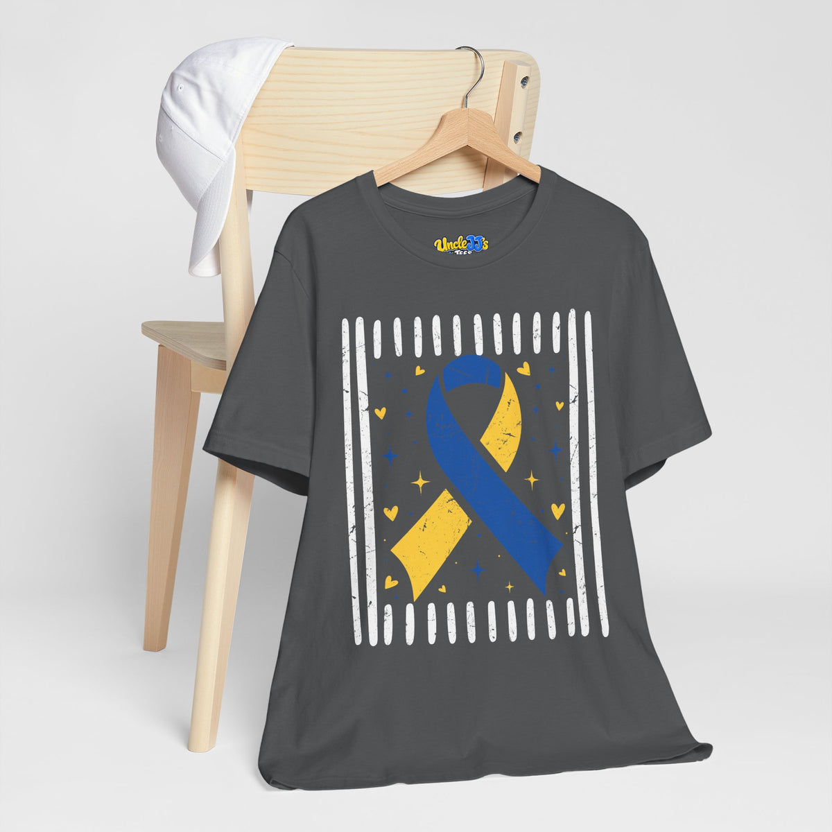 Down Syndrome Blue and Yellow Awareness Ribbon Support T-Shirt
