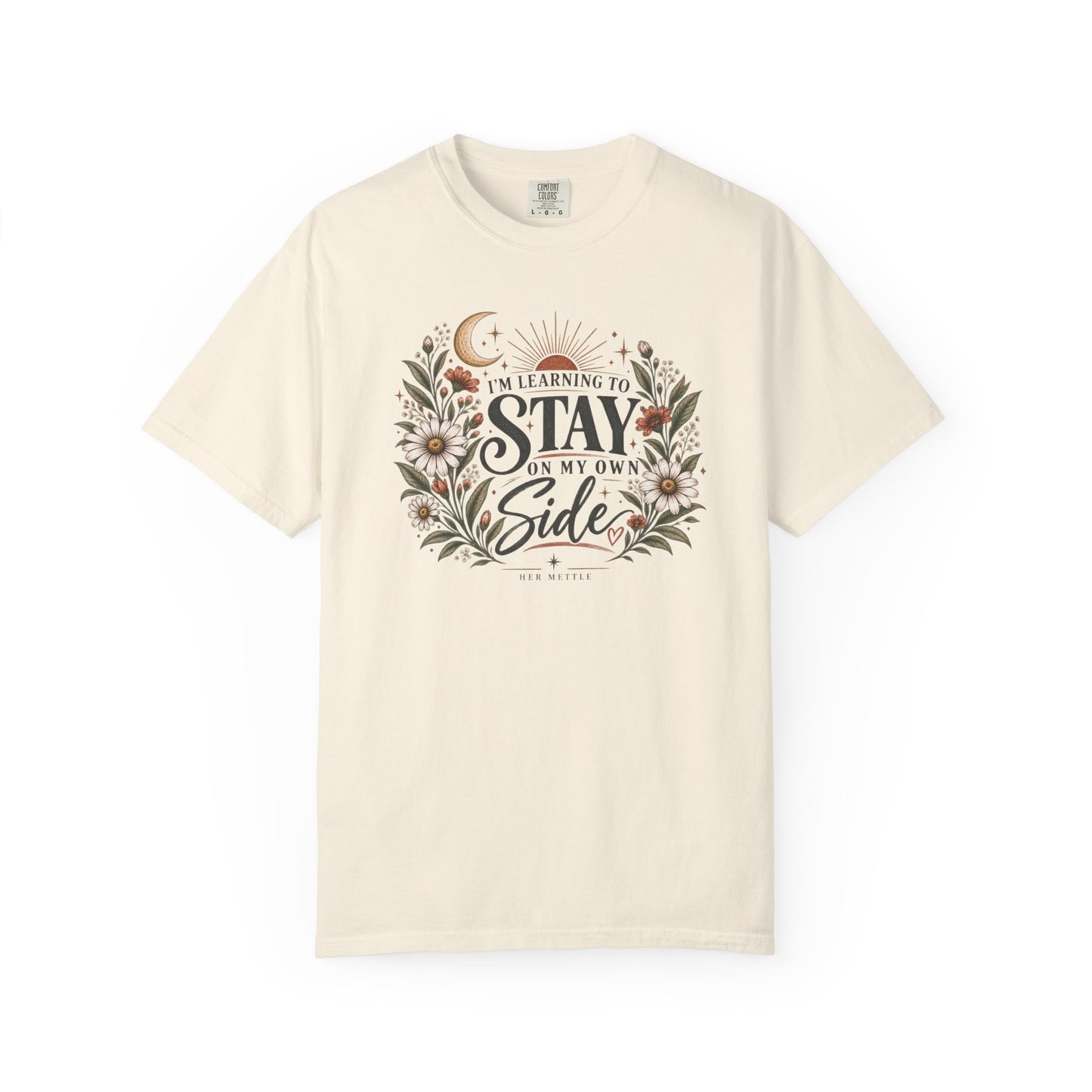 Stay on My Side T-Shirt — Floral Moon Graphic Tee