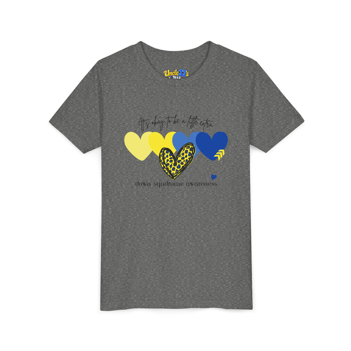 Leopard Heart Hearts Graphic Youth Tee | Yellow Blue Heart Design