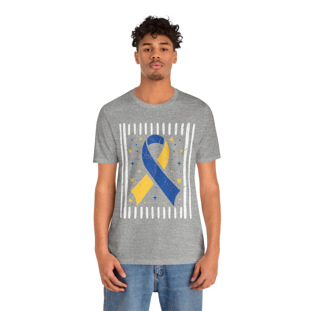 Down Syndrome Blue and Yellow Awareness Ribbon Support T-Shirt