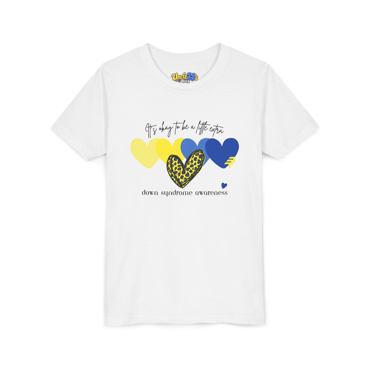 Leopard Heart Hearts Graphic Youth Tee | Yellow Blue Heart Design
