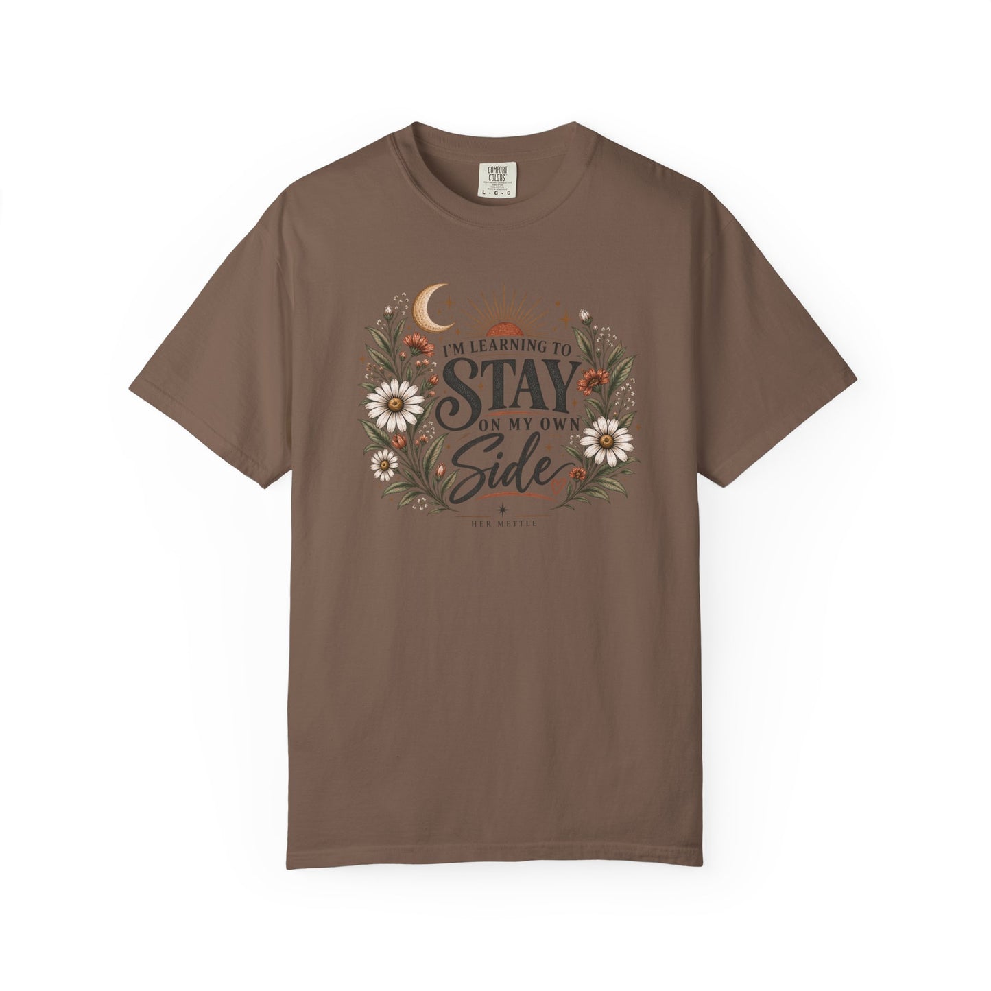 Stay on My Side T-Shirt — Floral Moon Graphic Tee