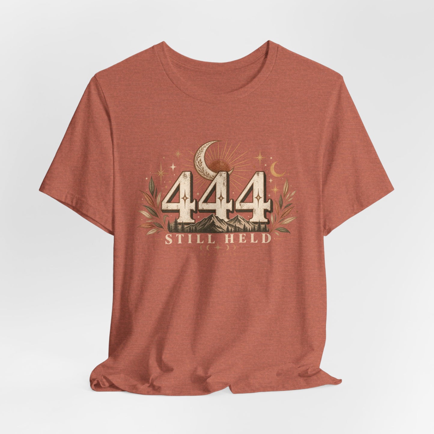 444 Still Held Tee — Spiritual Moon Anniversary T‑Shirt