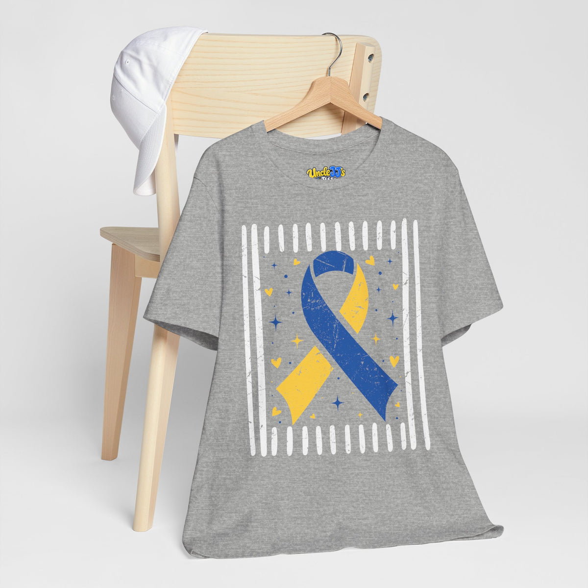 Down Syndrome Blue and Yellow Awareness Ribbon Support T-Shirt