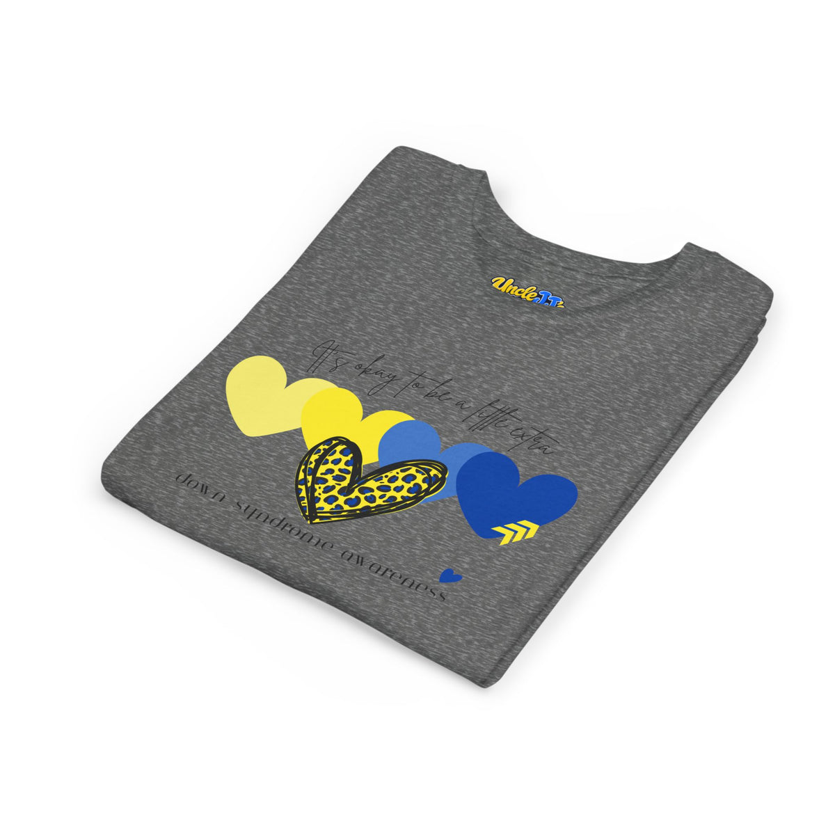 Leopard Heart Hearts Graphic Youth Tee | Yellow Blue Heart Design