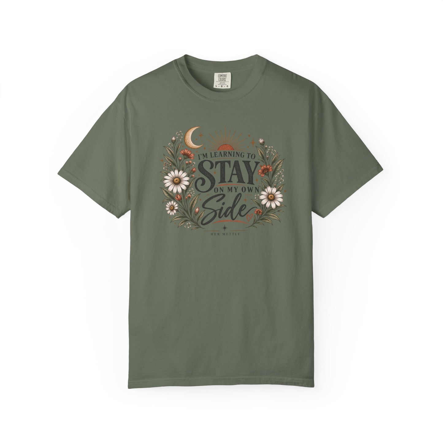 Stay on My Side T-Shirt — Floral Moon Graphic Tee