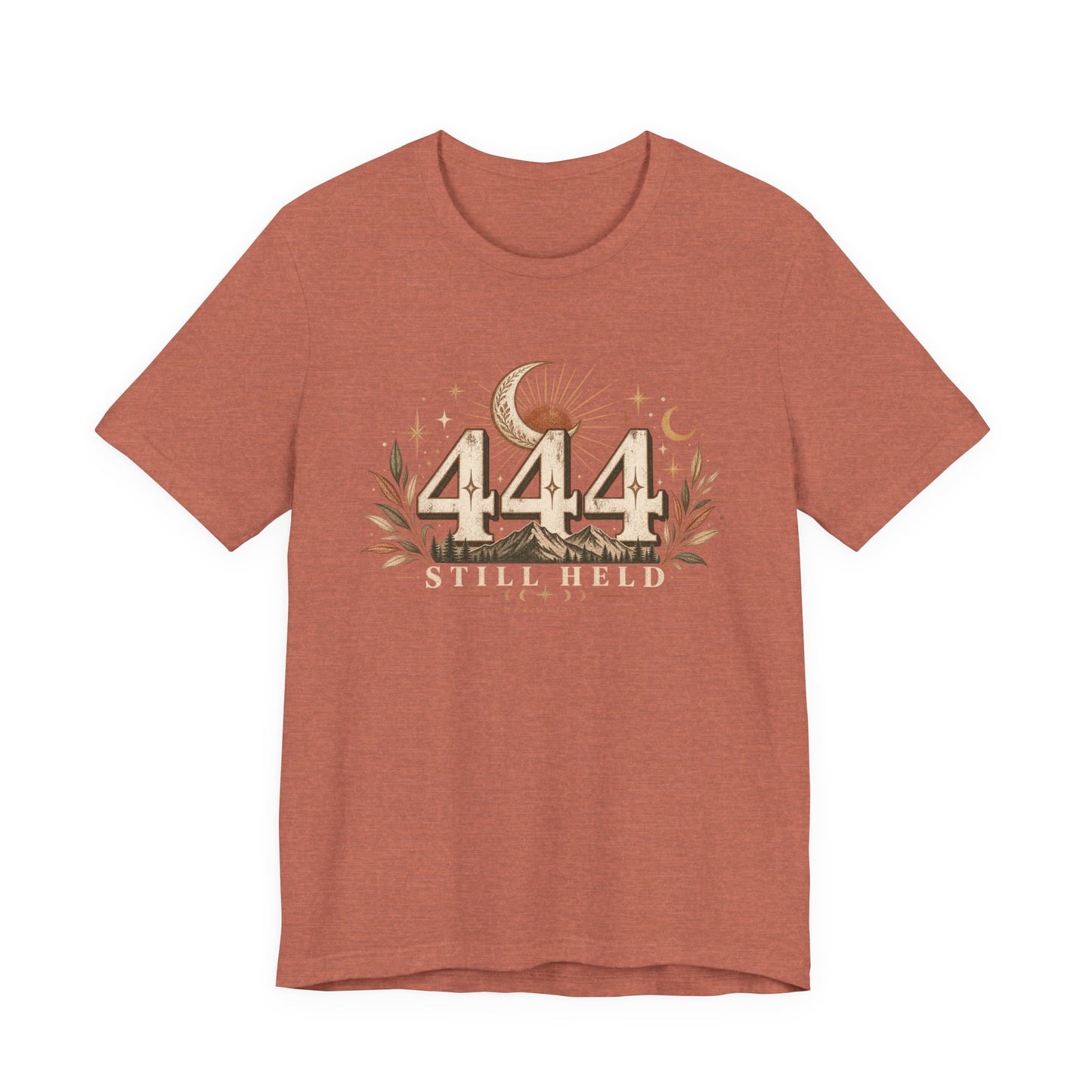 444 Still Held Tee — Spiritual Moon Anniversary T‑Shirt