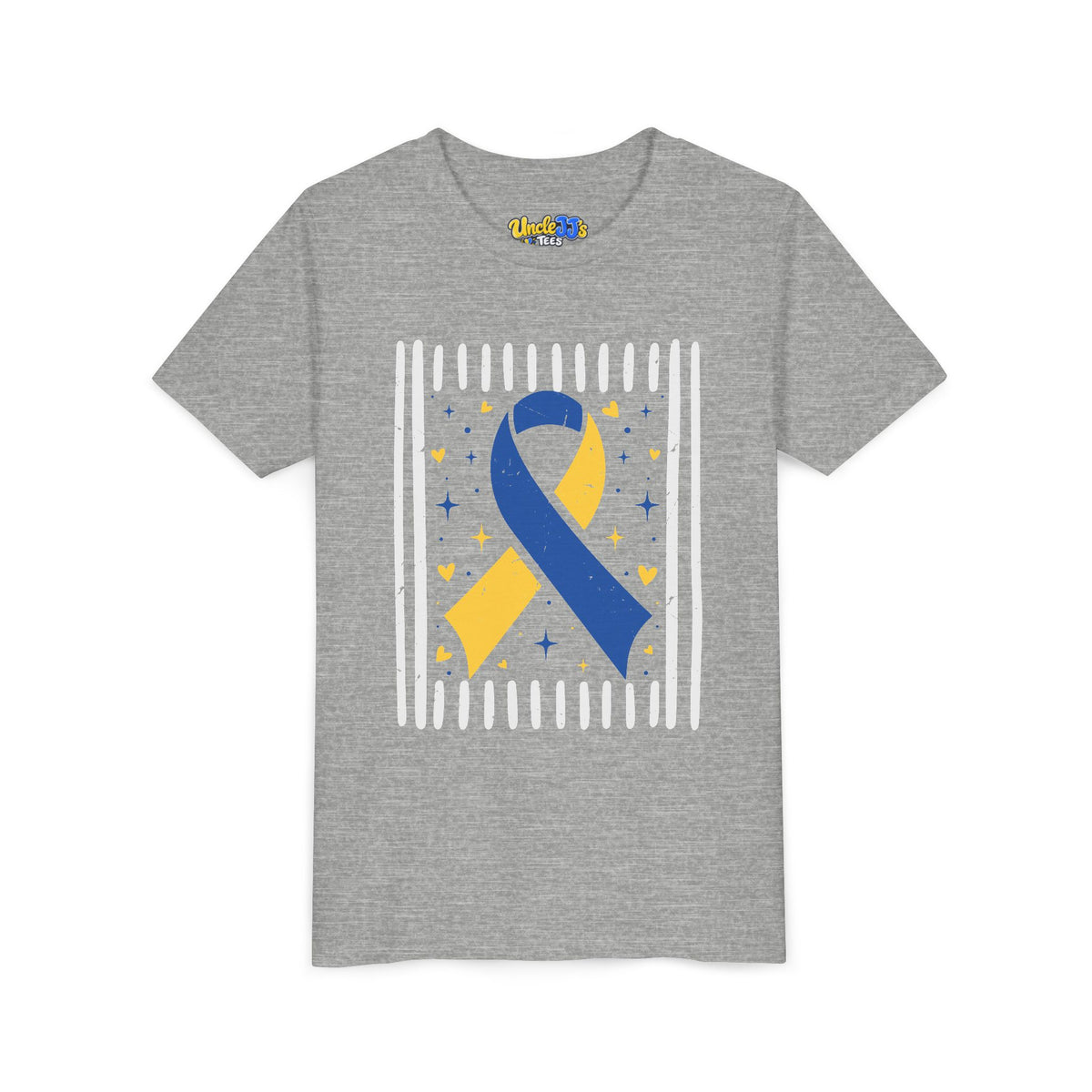 Youth Down Syndrome Blue and Yellow Awareness Ribbon T-Shirt