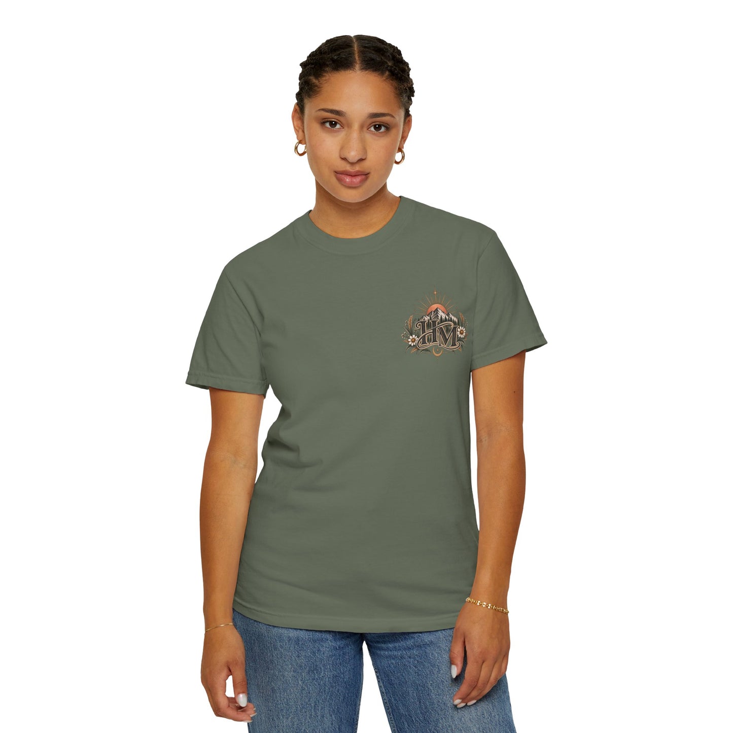 Her Mettle T-Shirt — Mountain Floral Graphic Tee ("Her Mettle: Strength Has a Story")