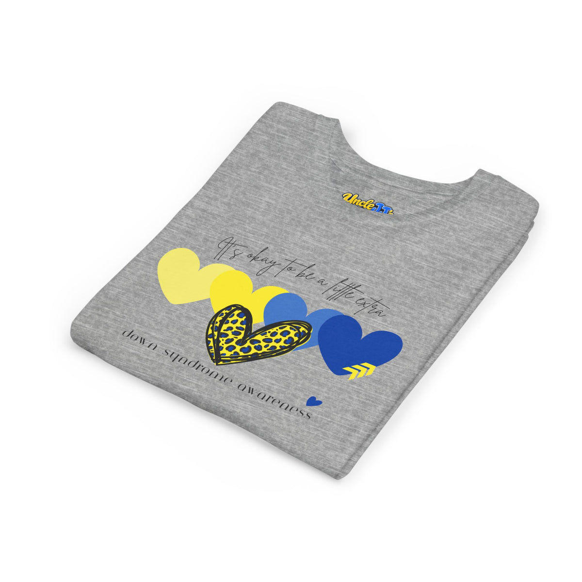 Leopard Heart Hearts Graphic Youth Tee | Yellow Blue Heart Design