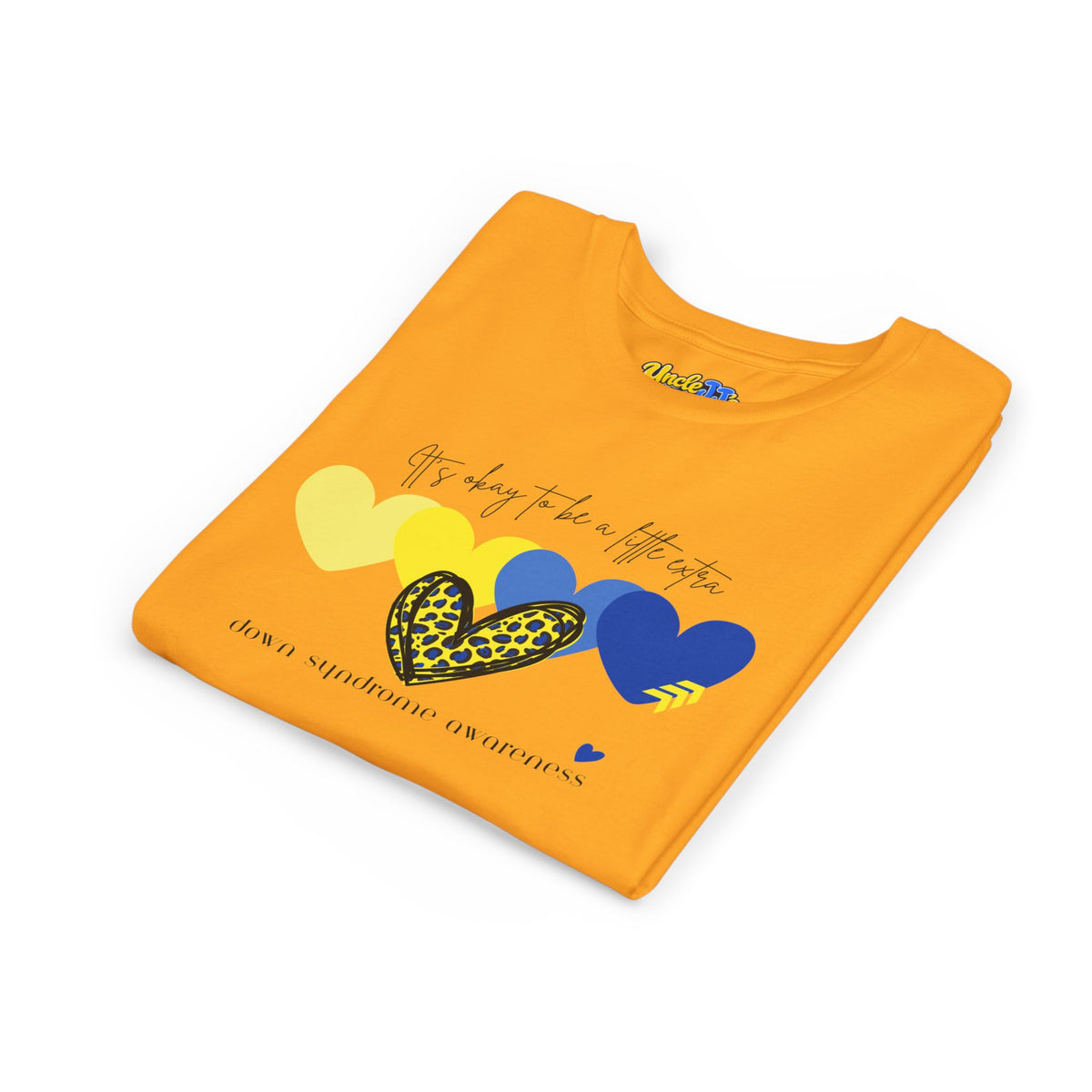 Leopard Heart Hearts Graphic Youth Tee | Yellow Blue Heart Design