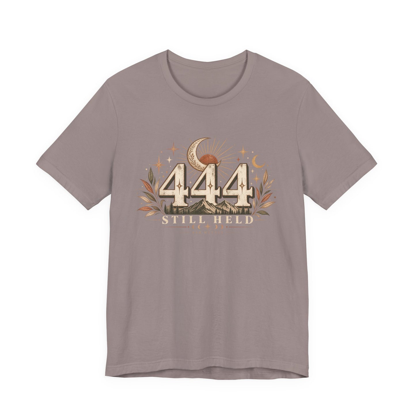 444 Still Held Tee — Spiritual Moon Anniversary T‑Shirt
