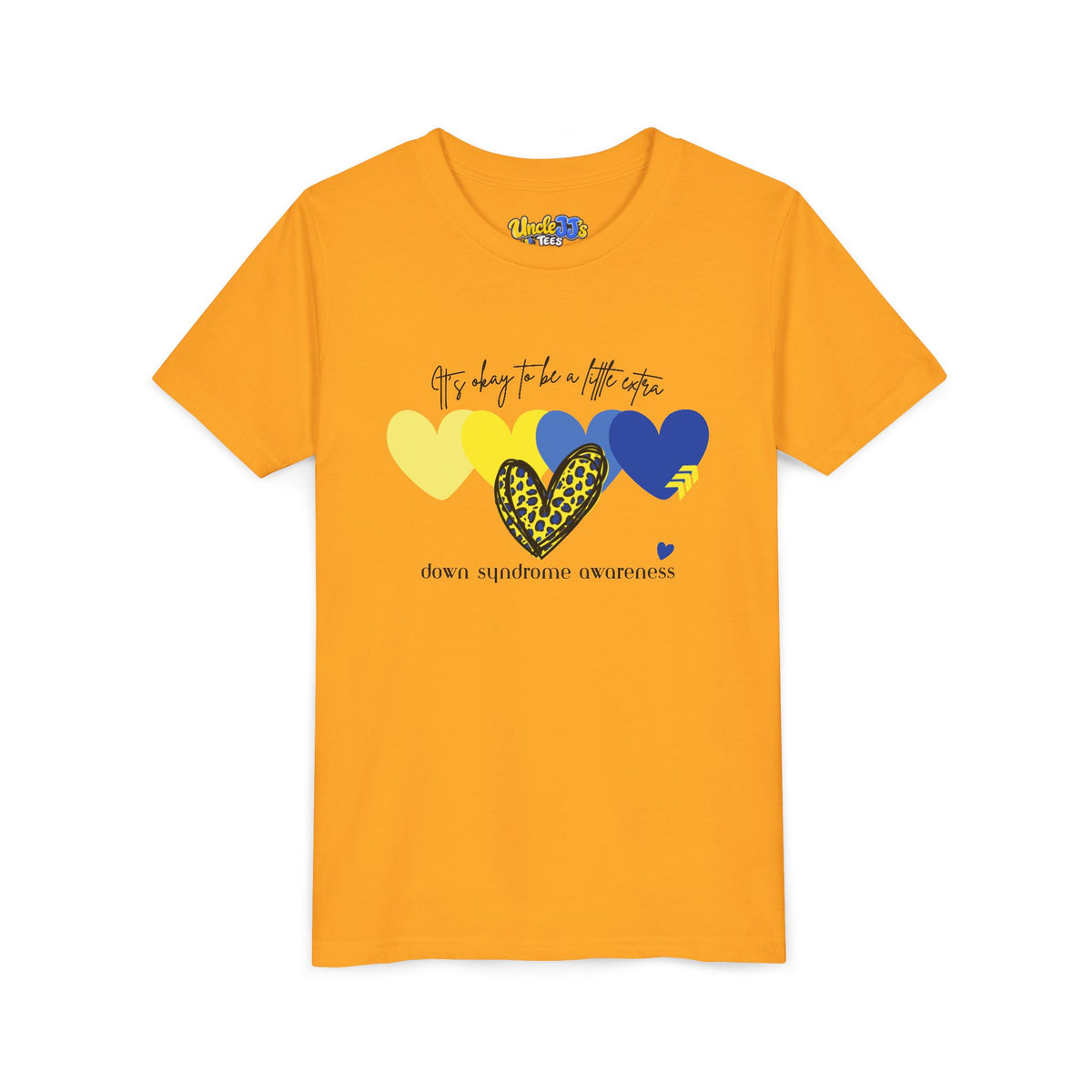 Leopard Heart Hearts Graphic Youth Tee | Yellow Blue Heart Design