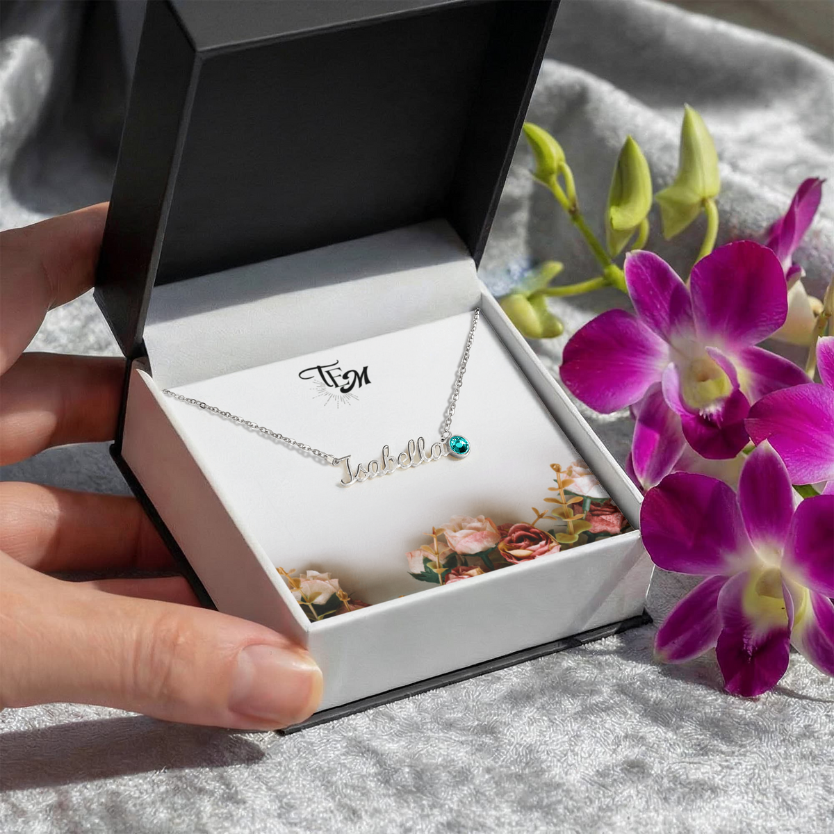 Custom Name Necklace w/Birthstone