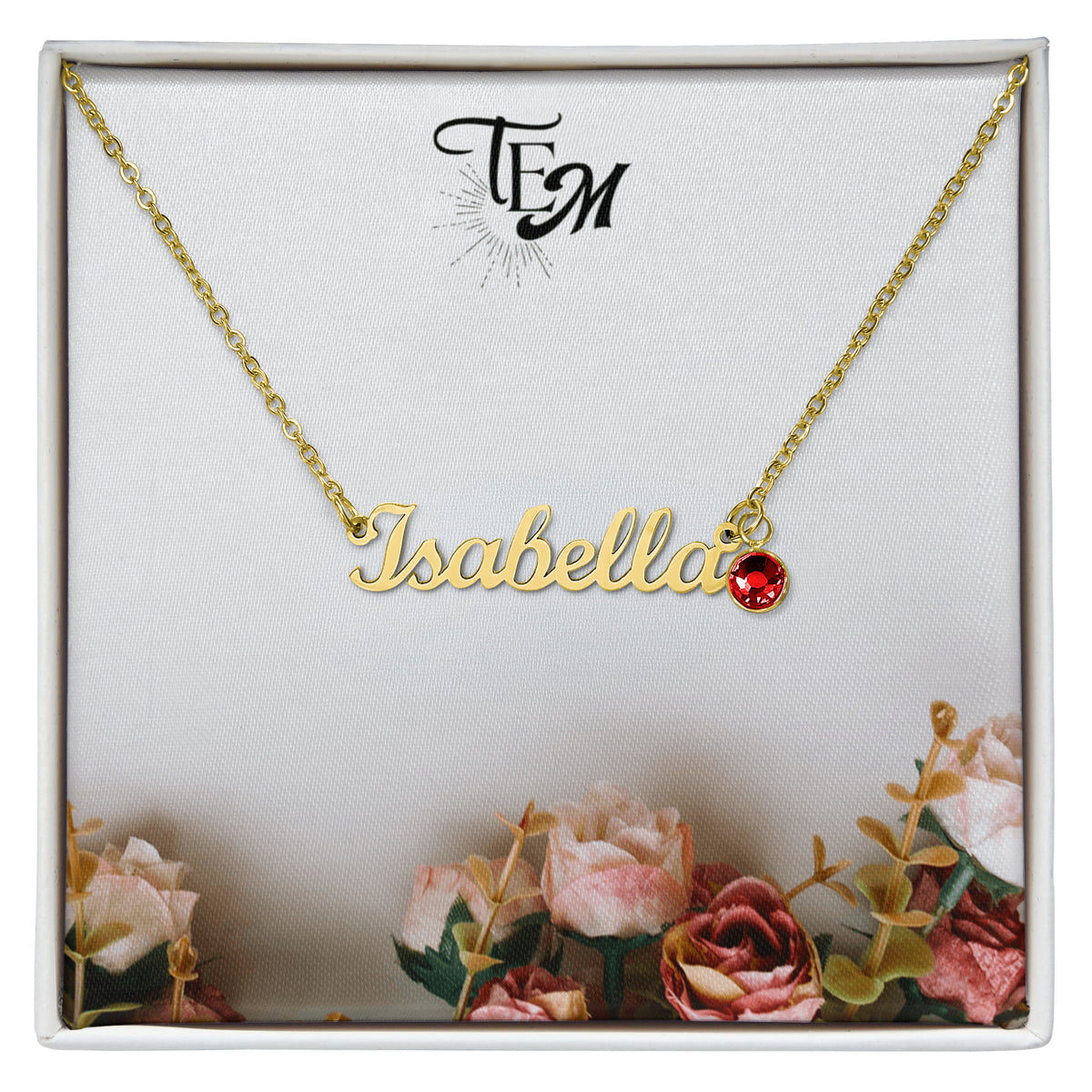 Custom Name Necklace w/Birthstone