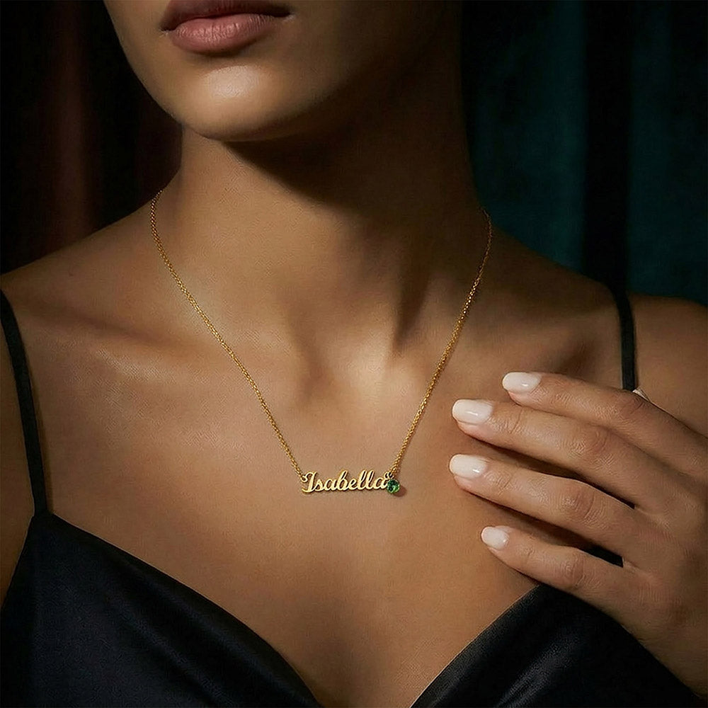 Custom Name Necklace w/Birthstone