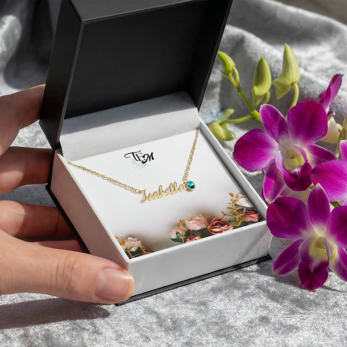 Custom Name Necklace w/Birthstone